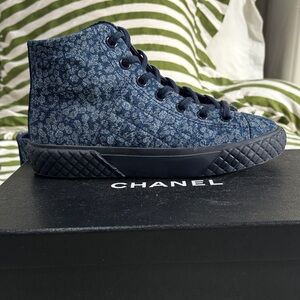 Chanel Blue High-Top Sneakers